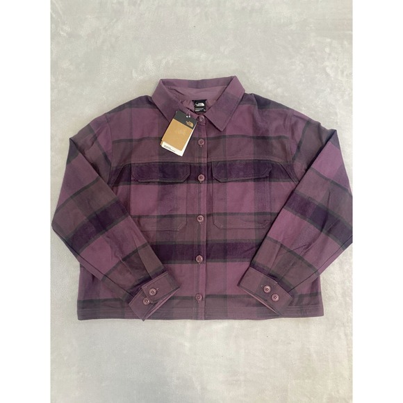The North Face Valley Flannel Shirt Womens 2XL Midnight Mauve Plaid Button Front - Picture 1 of 6